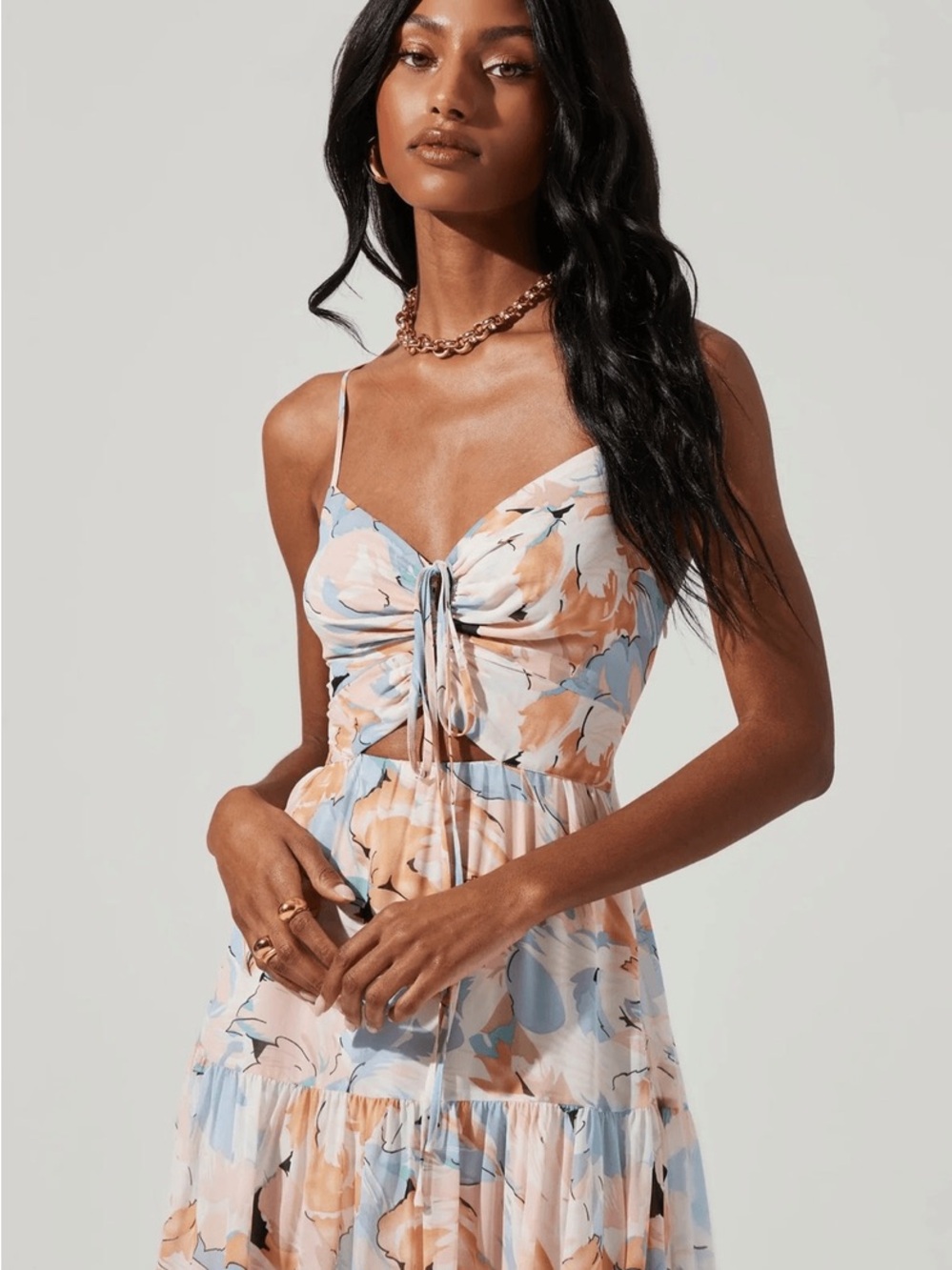 ASTR the Label Brandy Floral Cinched Cutout Maxi Dress